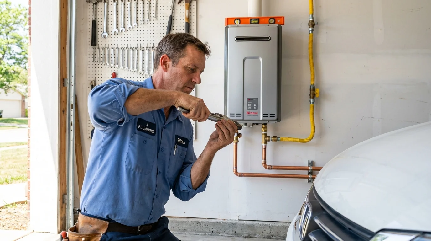 Tankless water heater installation by a Johns Plumbing LLC plumber in Pine Island